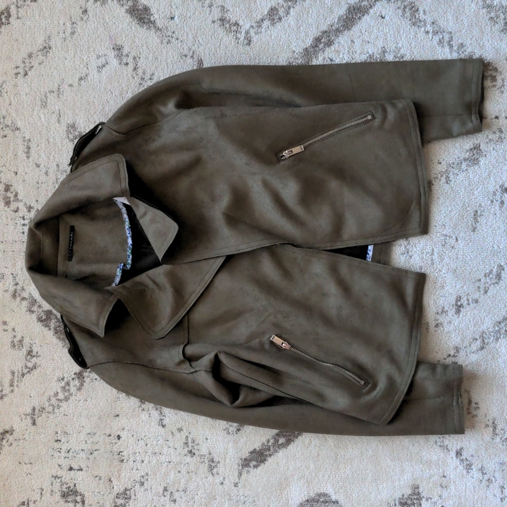 Faux Suede Crop Moto Jacket